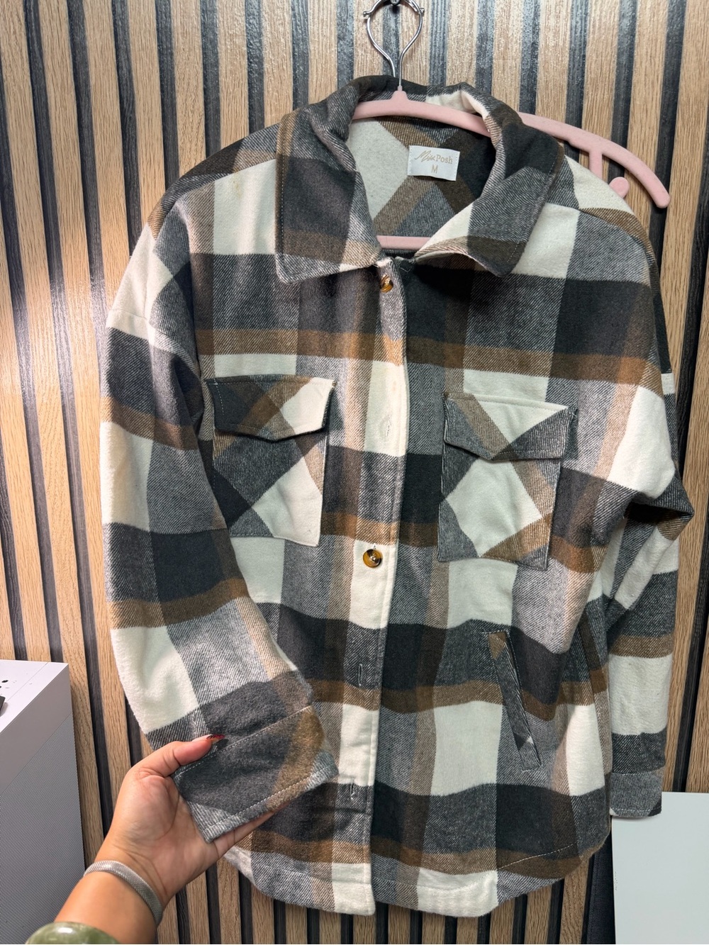Plaid Jacket in Brown & Cream M